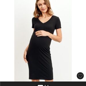 Black ribbed fitted maternity dress